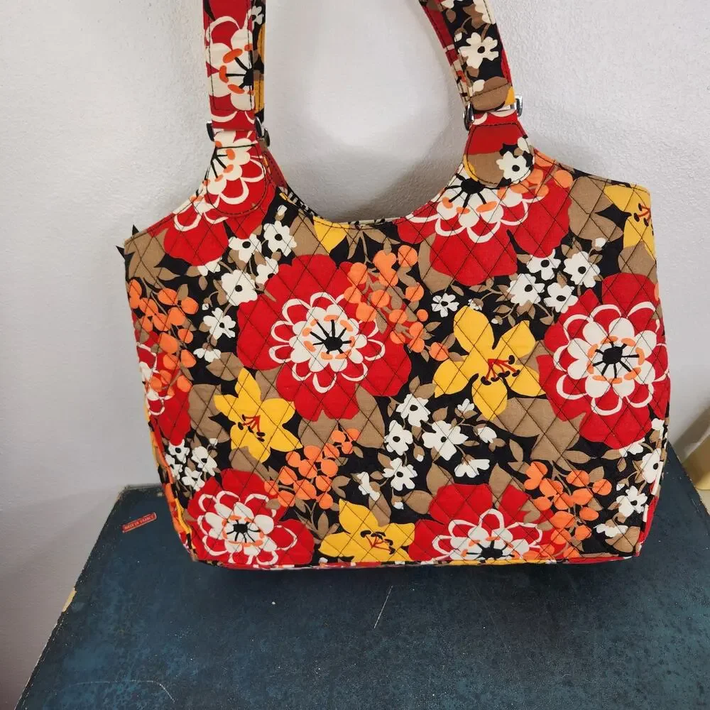 Vera Bradley Laptop Carryall Bittersweeat Floral Pattern Retired Houndstooth